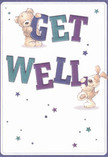 Radiating warmth and joy, this get well card brightens the day with two adorable companions-a plush teddy bear and a playful puppy-each balancing among the oversized, vibrant letters spelling 'Get Well.' Deep indigo and teal accents make the message pop against a gentle, cream-toned background, recalling the inviting arrangements seen in Streatham Flowers' shop windows on the High Road. Scattered blue and violet stars twinkle above, bringing a sense of whimsy and hope, much like the feeling of receiving a thoughtfully arranged bouquet from a local florist. The animals' illustrated fur looks soft and huggable, their presence promising comfort for someone in recovery, whether they're convalescing near The Rookery or along Pathfield Road. Beyond the charming visuals, this card delivers a powerful emotional message-one of sincere care and gentle optimism. It becomes a beautiful companion to a flower delivery in Streatham, turning a simple gesture into a moment that truly soothes and encourages.